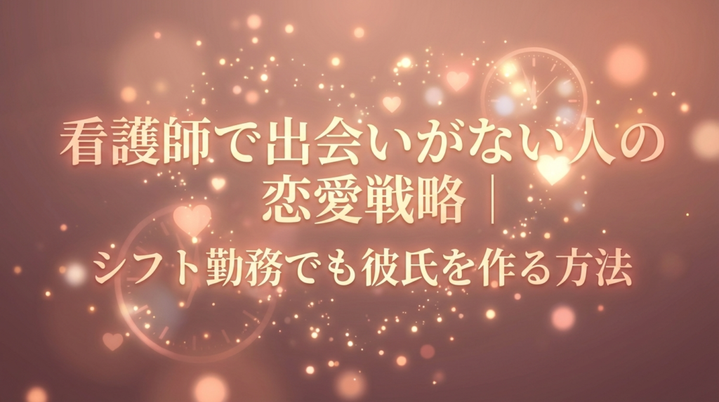 看護師で出会いがない人の恋愛戦略｜シフト勤務でも彼氏を作る方法