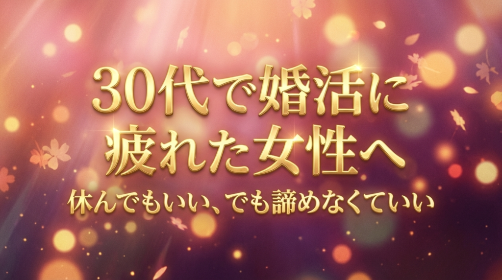 30代で婚活に疲れた女性へ｜休んでもいい、でも諦めなくていい