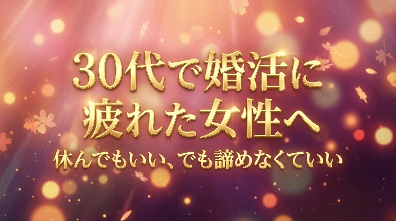 30代で婚活に疲れた女性へ｜休んでもいい、でも諦めなくていい