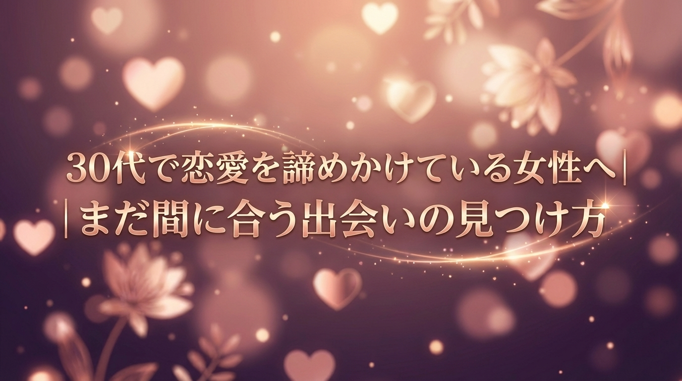 30代で恋愛を諦めかけている女性へ｜まだ間に合う出会いの見つけ方