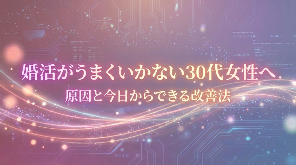 婚活がうまくいかない30代女性へ｜原因と今日からできる改善法