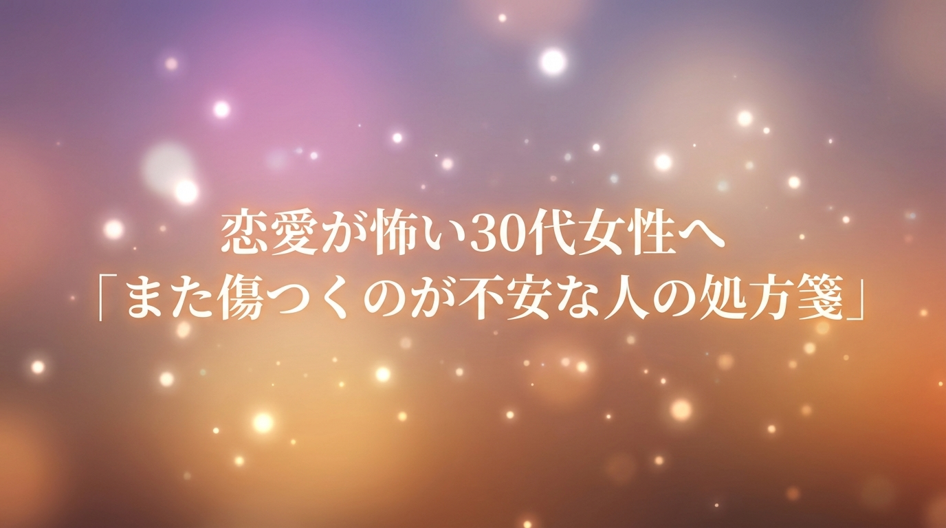 恋愛が怖い30代女性へ|また傷つくのが不安な人の処方箋