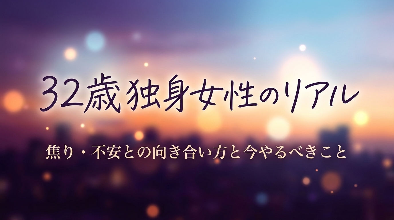 32歳独身女性のリアル｜焦り・不安との向き合い方と今やるべきこと