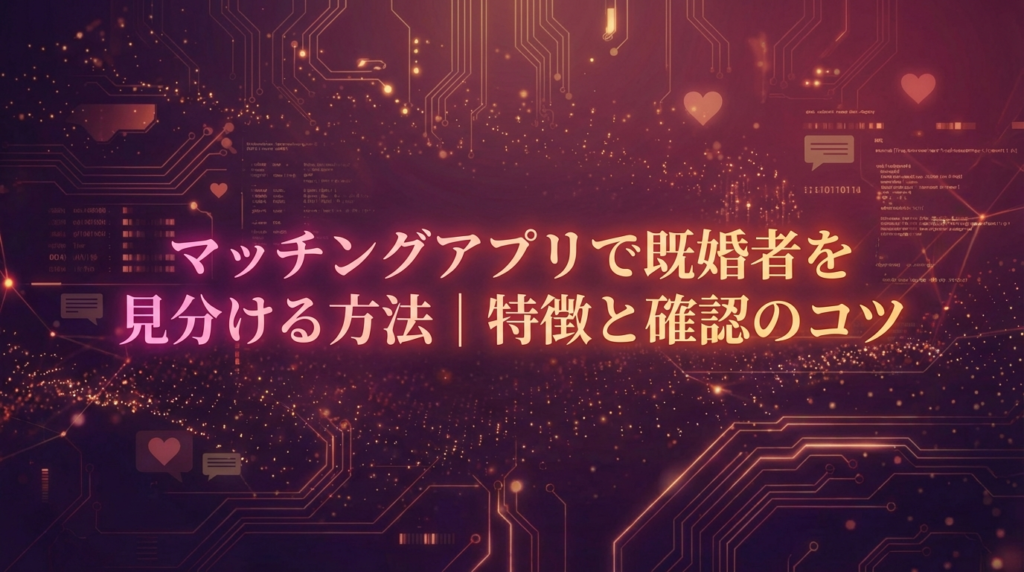マッチングアプリで既婚者を見分ける方法｜特徴と確認のコツ